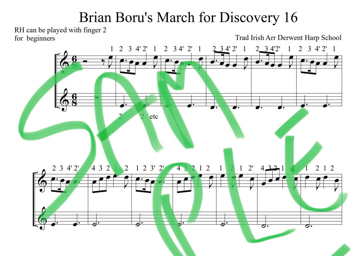 Brian Boru's March for the Discovery 16, Adventurer 20 or any small harp 99p - video lesson included